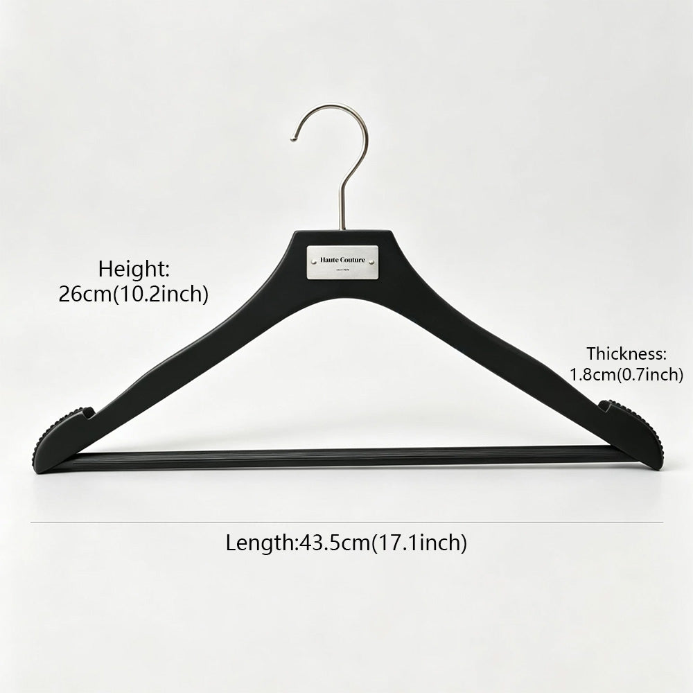 Matte Black Wooden Hangers, 50 Pack | Non-Slip Clothes & Pants Hangers