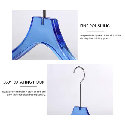 Premium Blue Acrylic Clothes Hanger with Pants Clip - Durable Unisex Store Display