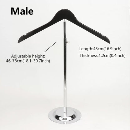 Adjustable Garment Display Stand with Wooden Hanger for Men, Women & Kids