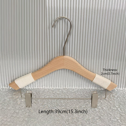 Non-Slip Beech Wood Hangers with Clips for Boutique Custom Logo Available