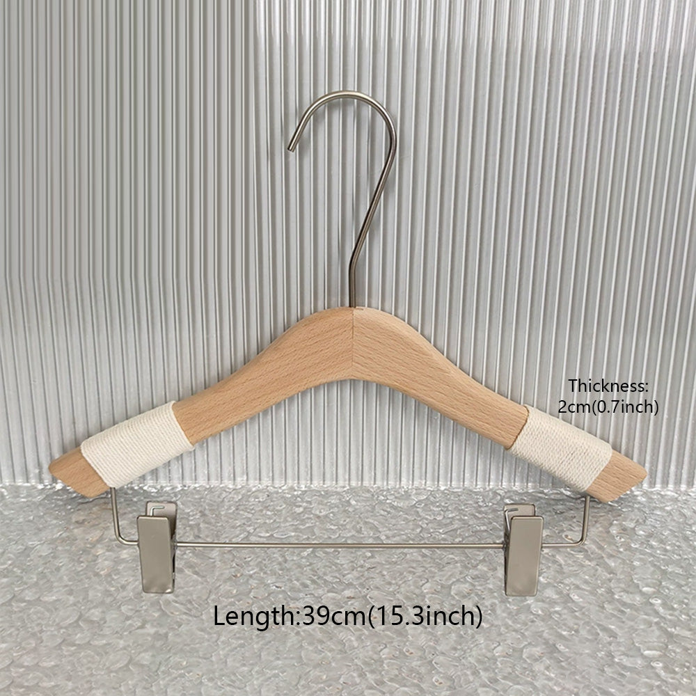 Non-Slip Beech Wood Hangers with Clips for Boutique Custom Logo Available