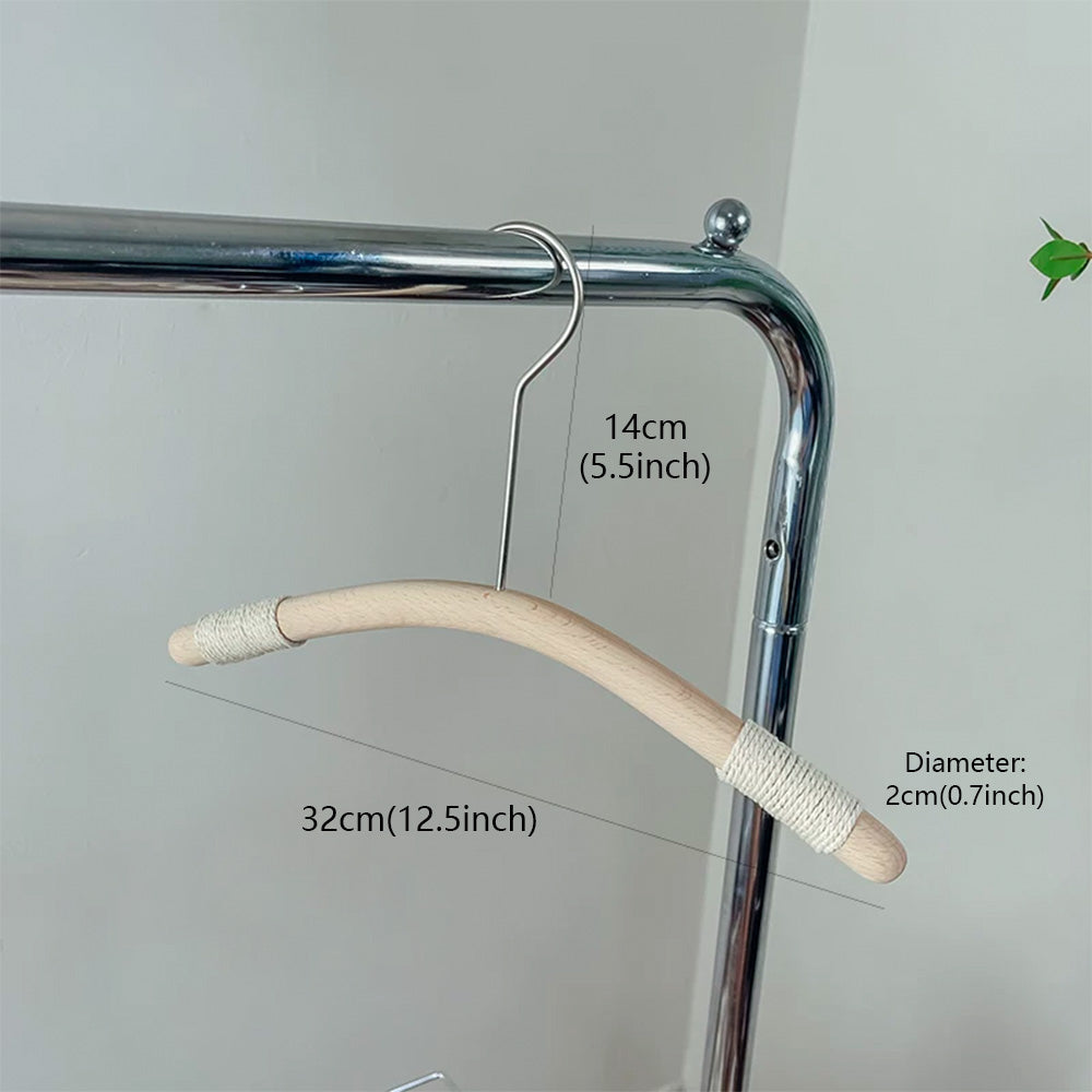Kids Beech Wood Hangers with Rope | Natural Wooden Children's Clothes & Pants Hanger