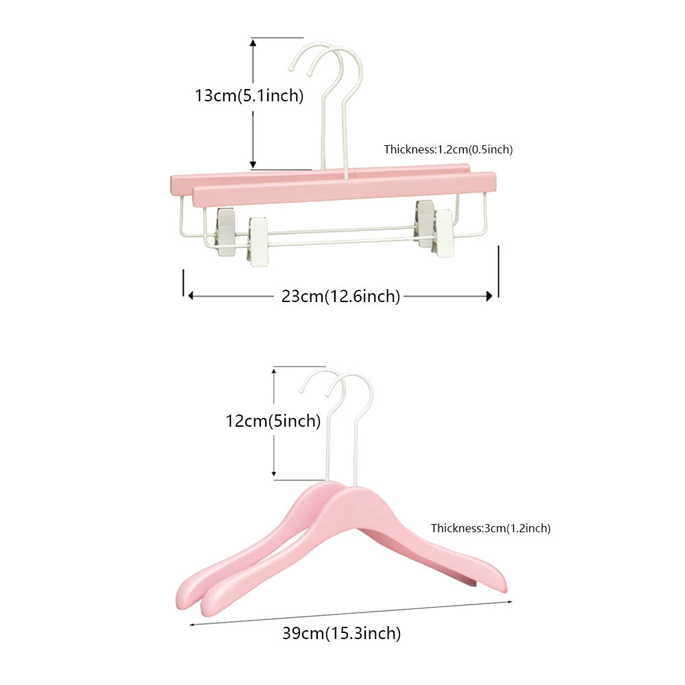 Pink Wooden Hangers Non-Slip Velvet Clothes Hanger for Women's Boutique & Home
