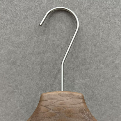 Non-Slip Flocked Resin Woodgrain Hangers for Clothing Stores