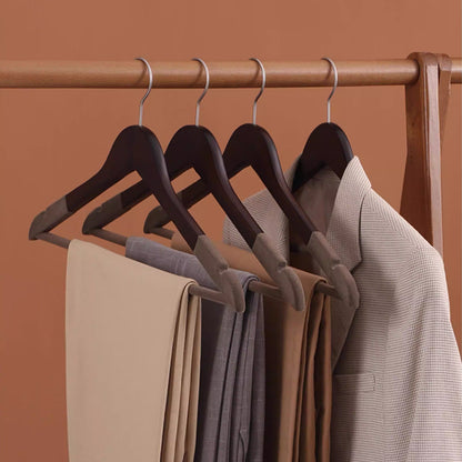 Premium Flocked Wooden Hangers - Non-Slip for Boutique & Home Closet Storage