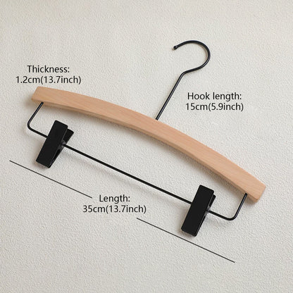 Wood Hanger Pants Clips for Women | Long Hook | No-Mark | Gold Silver Black