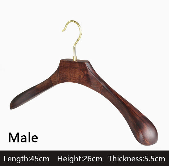 Premium Walnut Color Beech Wood Hangers - Hotel Quality Non-Slip Wide Shoulder Coat Hangers
