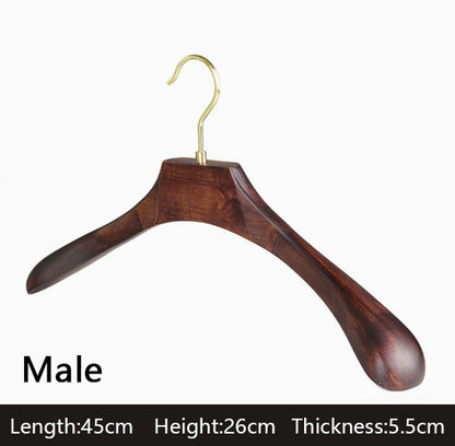 Premium Walnut Color Beech Wood Hangers - Hotel Quality Non-Slip Wide Shoulder Coat Hangers