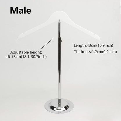 Adjustable Garment Display Stand with Wooden Hanger for Men, Women & Kids