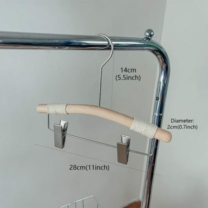 Kids Beech Wood Hangers with Rope | Natural Wooden Children's Clothes & Pants Hanger