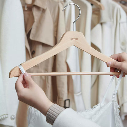 Solid European Beech Wood Hangers for Suits, Coats, Pants & Skirts