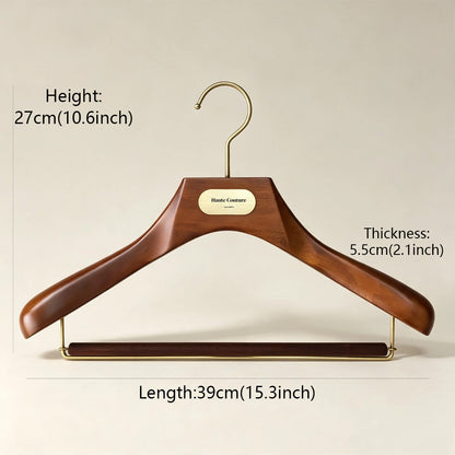 Custom Wooden Suit Hangers with Metal Logo Plate | Wholesale MOQ 50