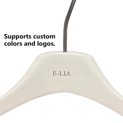 Solid Wood Clothes Hangers with Clips – White Wood Hangers for Suit, Coat & Dress