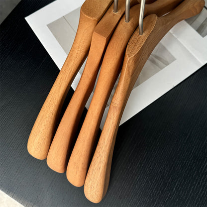 Vintage Walnut Solid Wood Hangers with Clips for Suits and Pants