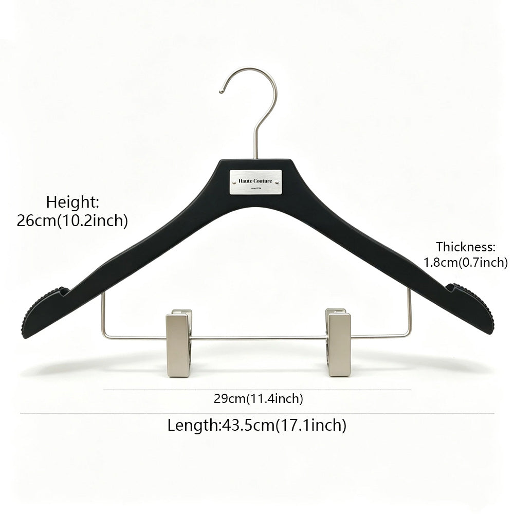 Matte Black Wooden Hangers, 50 Pack | Non-Slip Clothes & Pants Hangers