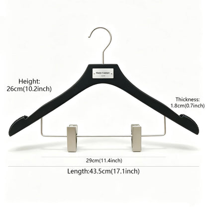 Matte Black Wooden Hangers, 50 Pack | Non-Slip Clothes & Pants Hangers
