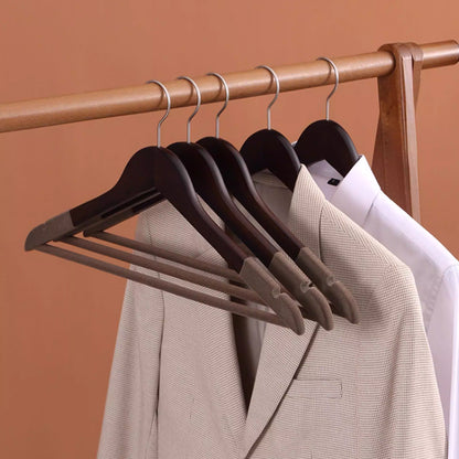 Premium Flocked Wooden Hangers - Non-Slip for Boutique & Home Closet Storage