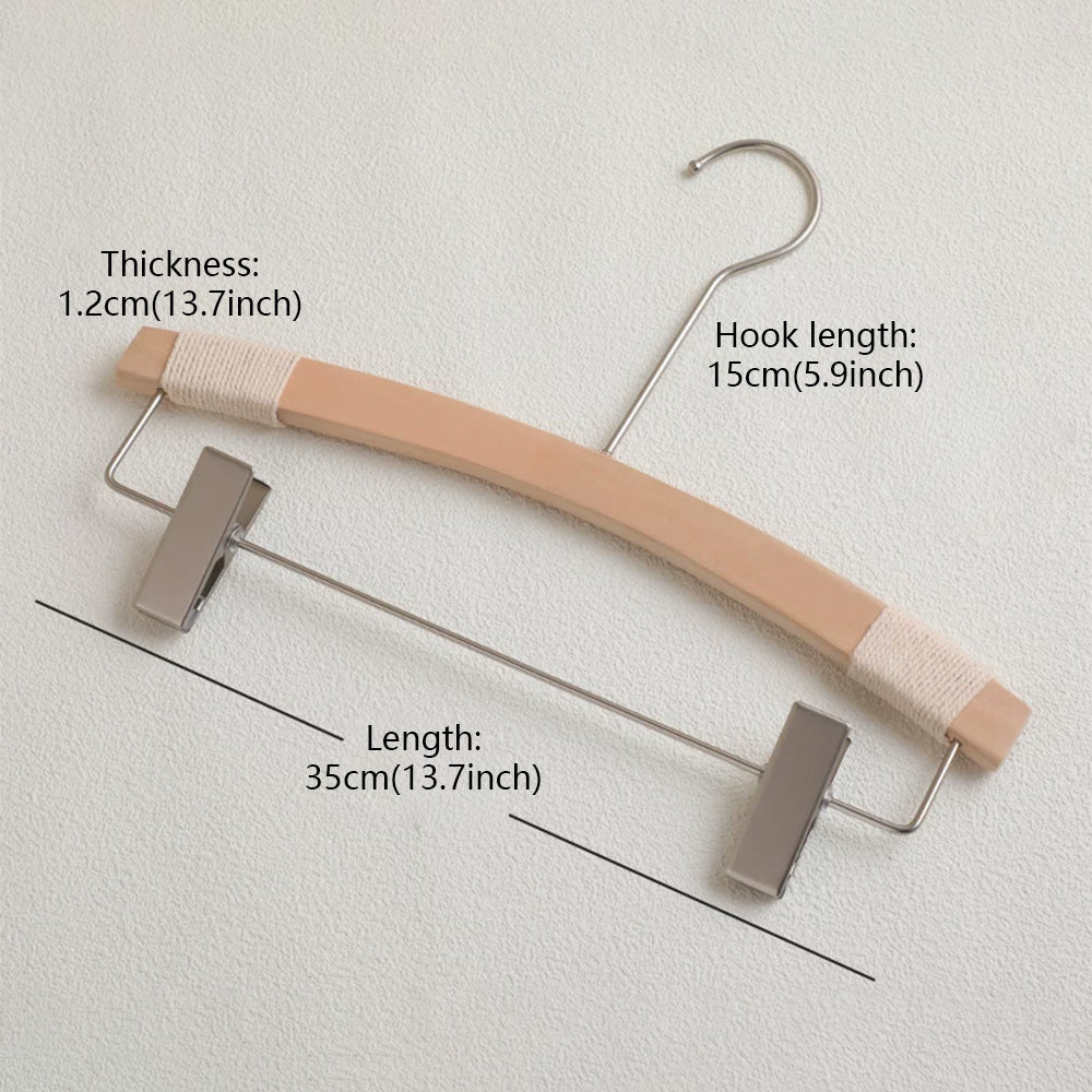 Wood Hanger Pants Clips for Women | Long Hook | No-Mark | Gold Silver Black