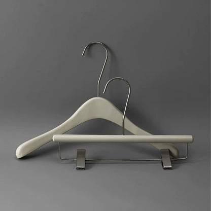 Matte Gray Wooden Hangers Non-Slip | Clothes & Pants Hanger 4 Styles