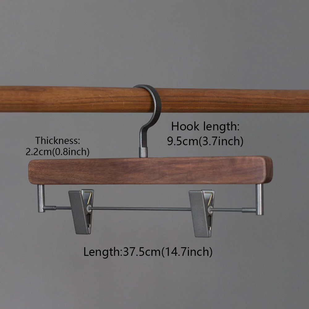 Solid Black Walnut Wooden Hangers for Suits, Pants, Scarves & Handbags
