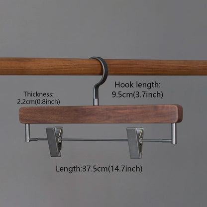 Solid Black Walnut Wooden Hangers for Suits, Pants, Scarves & Handbags