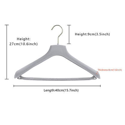Premium Grey Velvet Suit Hangers with Pants Clips | Non-Slip Coat & Bridal Rack