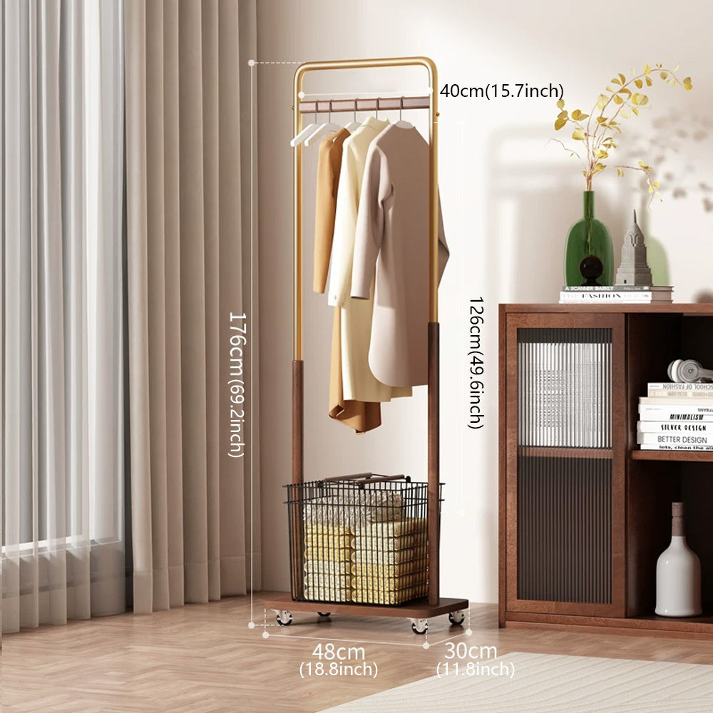 Freestanding Rolling Clothing Rack with Shelf for Bedroom, Entryway & Closet