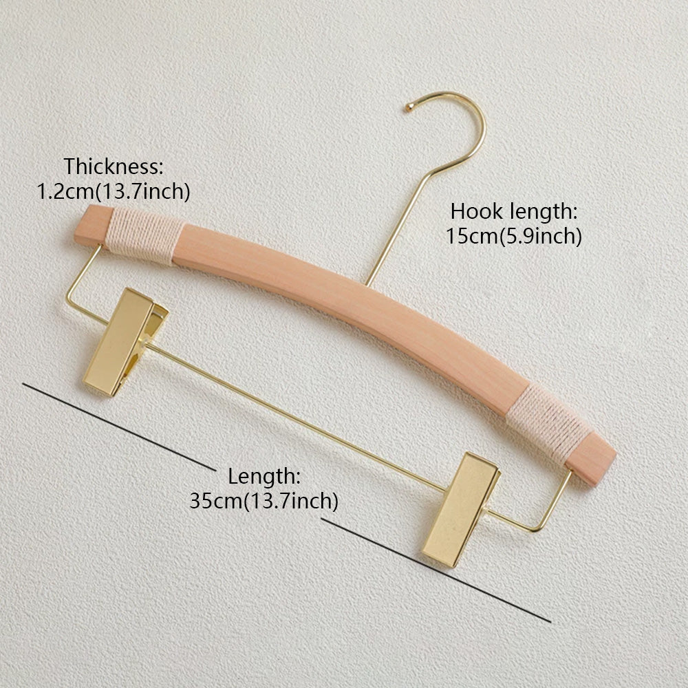 Wood Hanger Pants Clips for Women | Long Hook | No-Mark | Gold Silver Black