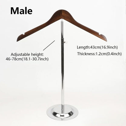 Adjustable Garment Display Stand with Wooden Hanger for Men, Women & Kids