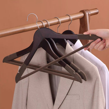 Premium Flocked Wooden Hangers - Non-Slip for Boutique & Home Closet Storage