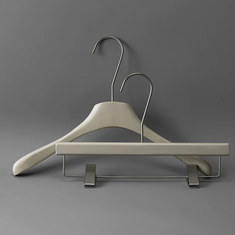 Matte Gray Wooden Hangers Non-Slip | Clothes & Pants Hanger 4 Styles