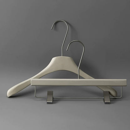 Matte Gray Wooden Hangers Non-Slip | Clothes & Pants Hanger 4 Styles