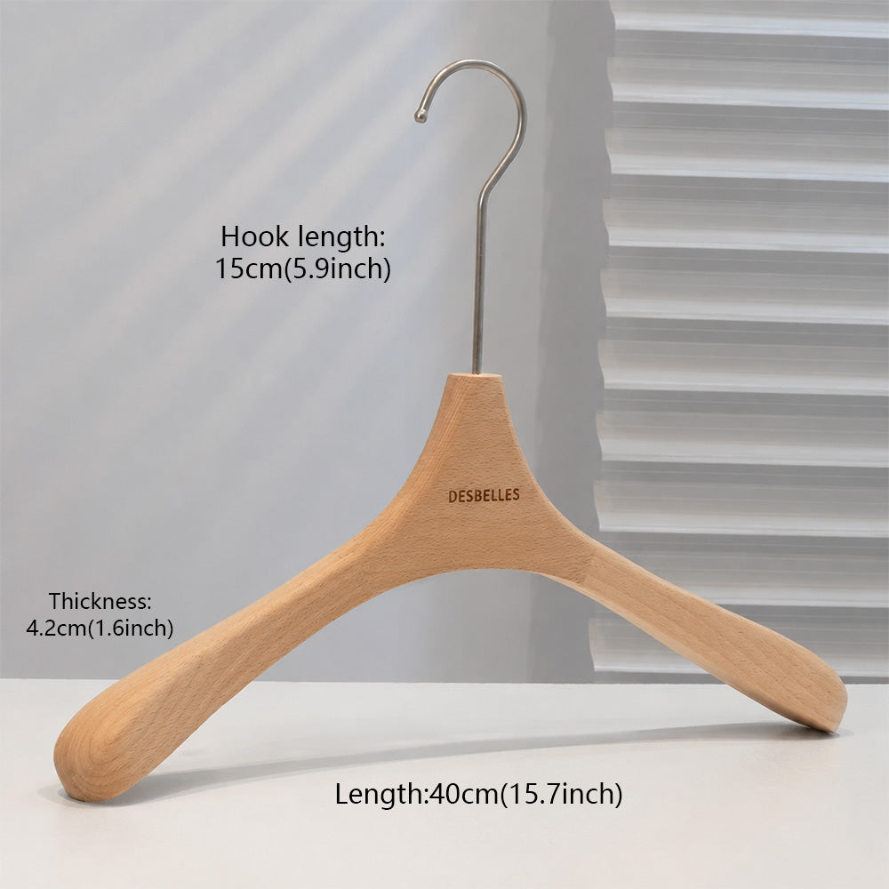 Beech Wood Clothes Hangers with Pants Clips and Custom Logo for Retail