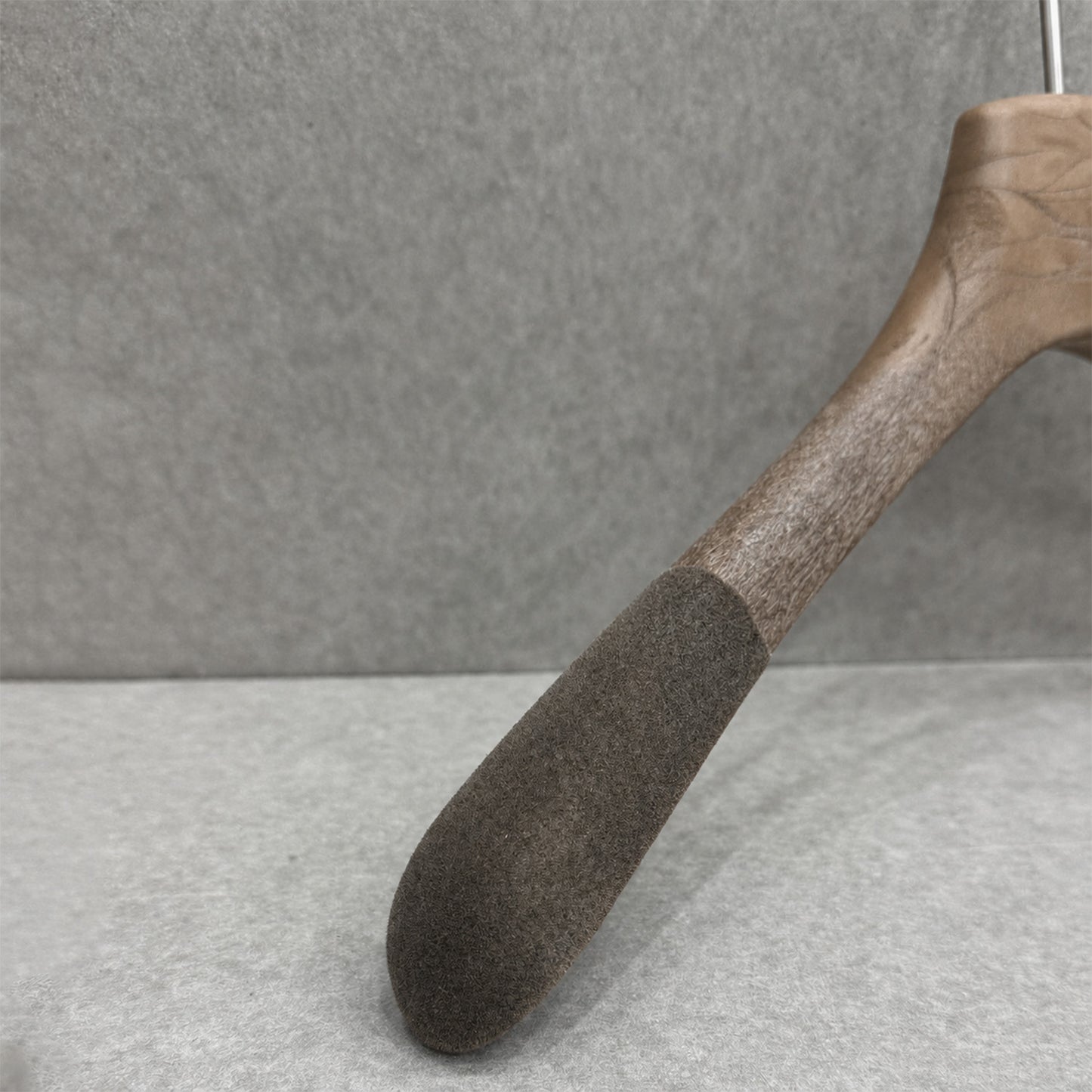 Non-Slip Flocked Resin Woodgrain Hangers for Clothing Stores