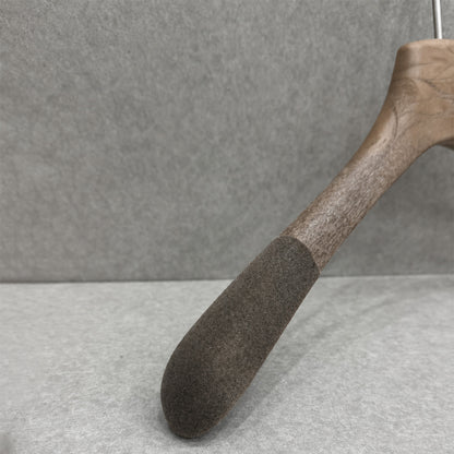 Non-Slip Flocked Resin Woodgrain Hangers for Clothing Stores