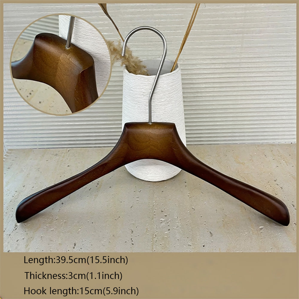 Solid Oak Wooden Hangers for Women with Adjustable Clips & 360° Swivel Hook