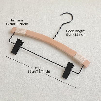 Wood Hanger Pants Clips for Women | Long Hook | No-Mark | Gold Silver Black