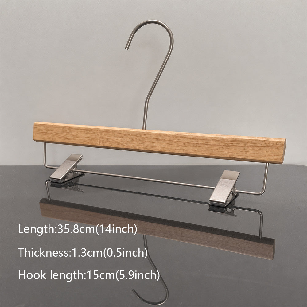 Wholesale Wooden Clothes Hangers with Adjustable Pants Clips & Custom Logo