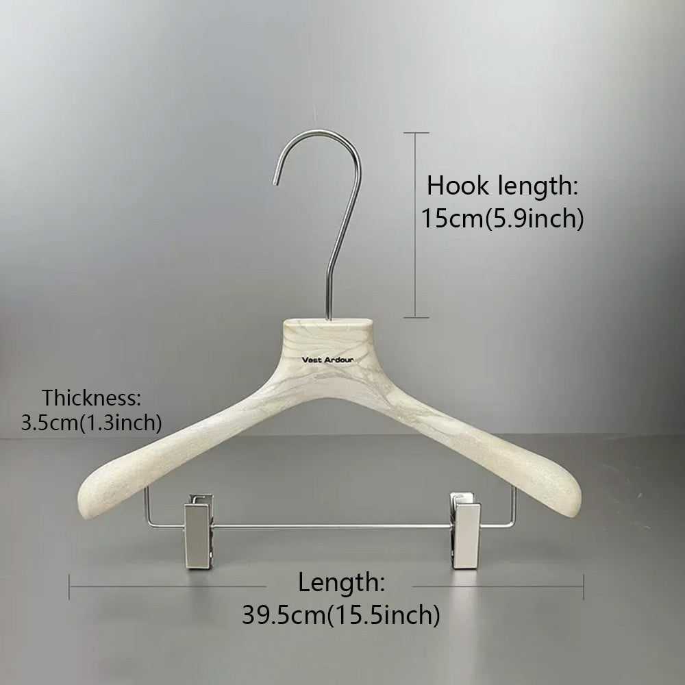 Wood Grain Resin Hangers with Clips for Boutique Clothing Stores