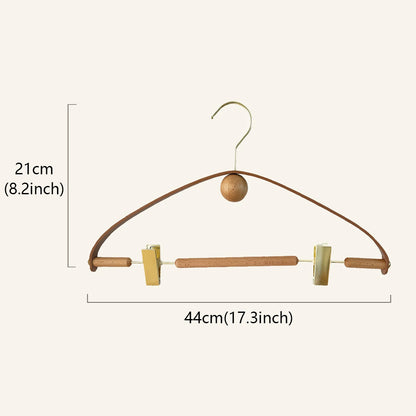 Luxury Beech Wood & Microfiber Leather Clothes Hanger with Gold Hook