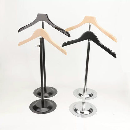 Adjustable Garment Display Stand with Wooden Hanger for Men, Women & Kids