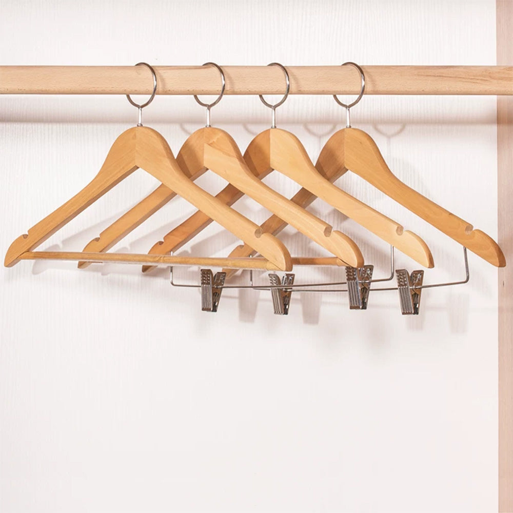 Solid Beech Wood Anti-Theft Hotel Hangers with Closed Ring Hook Wholesale