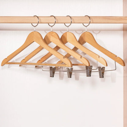 Solid Beech Wood Anti-Theft Hotel Hangers with Closed Ring Hook Wholesale