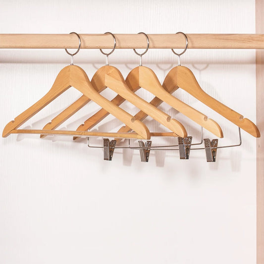 Solid Beech Wood Anti-Theft Hotel Hangers with Closed Ring Hook Wholesale