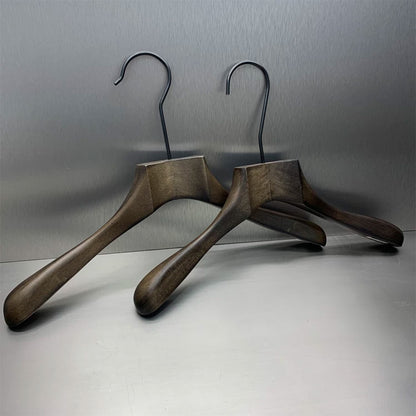 Custom Black Rubber Wood Hangers with Clips for Suits & Pants