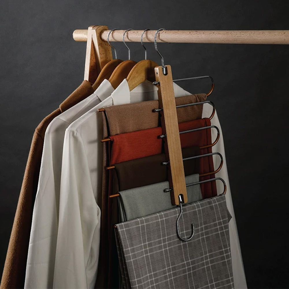 Folding Multi-Layer Pants Hanger for Small Closets and Wardrobe Organization