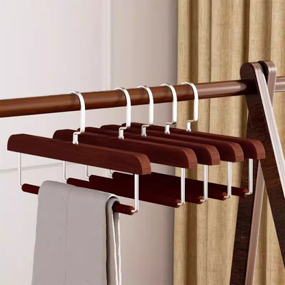 Luxury Wood Trouser Hanger - Velvet Anti-Slip Pants Rack for Wrinkle-Free Garment Care