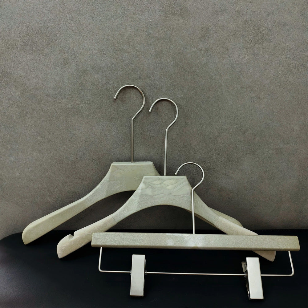 Custom Non-Slip Flocked Resin Hangers with Clips for Boutique Display