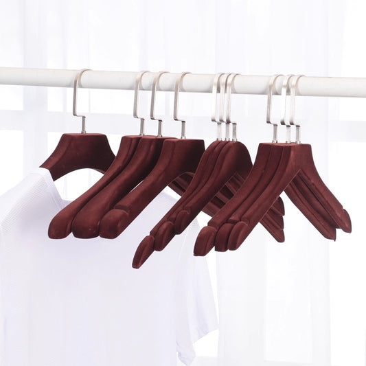 High-End Velvet Wooden Wide Shoulder Hangers for Home Closets, Boutiques & Wedding Dresses