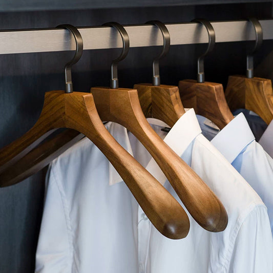Solid Black Walnut Wooden Hangers for Suits, Pants, Scarves & Handbags